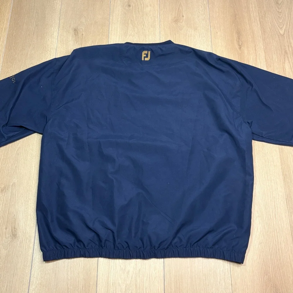 FootJoy Mens XL Navy Blue Short Sleeve Golf Windshirt V-Neck Pullover Jacket